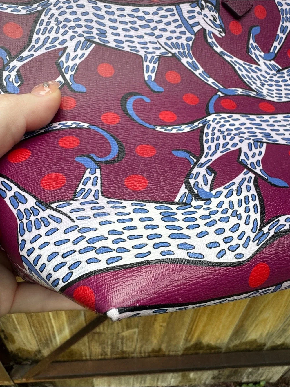 Kate Spade ♠️ Molly Panther Dot Large Tote in Radicchio